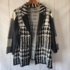Ming Wang Open Front Knit Cardigan Blazer, Women’s Plus 0X, ¾ Length Sleeve